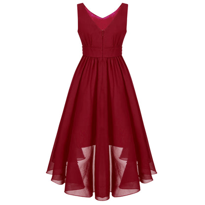 Girls’ Beaded Hi-Low Chiffon Dress – Flower Girl & Party
