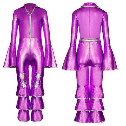 Girls’ Metallic Bell Bottom Jumpsuit – Retro Theme Night Costume