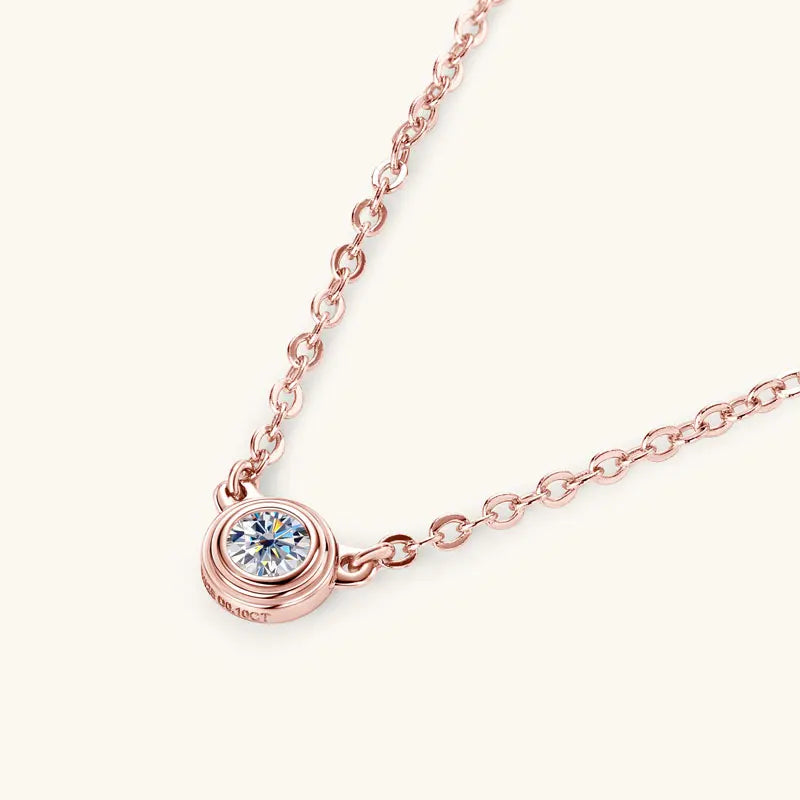 Women’s Sterling Silver Moissanite Pendant Necklace – 3mm D-Color Stone