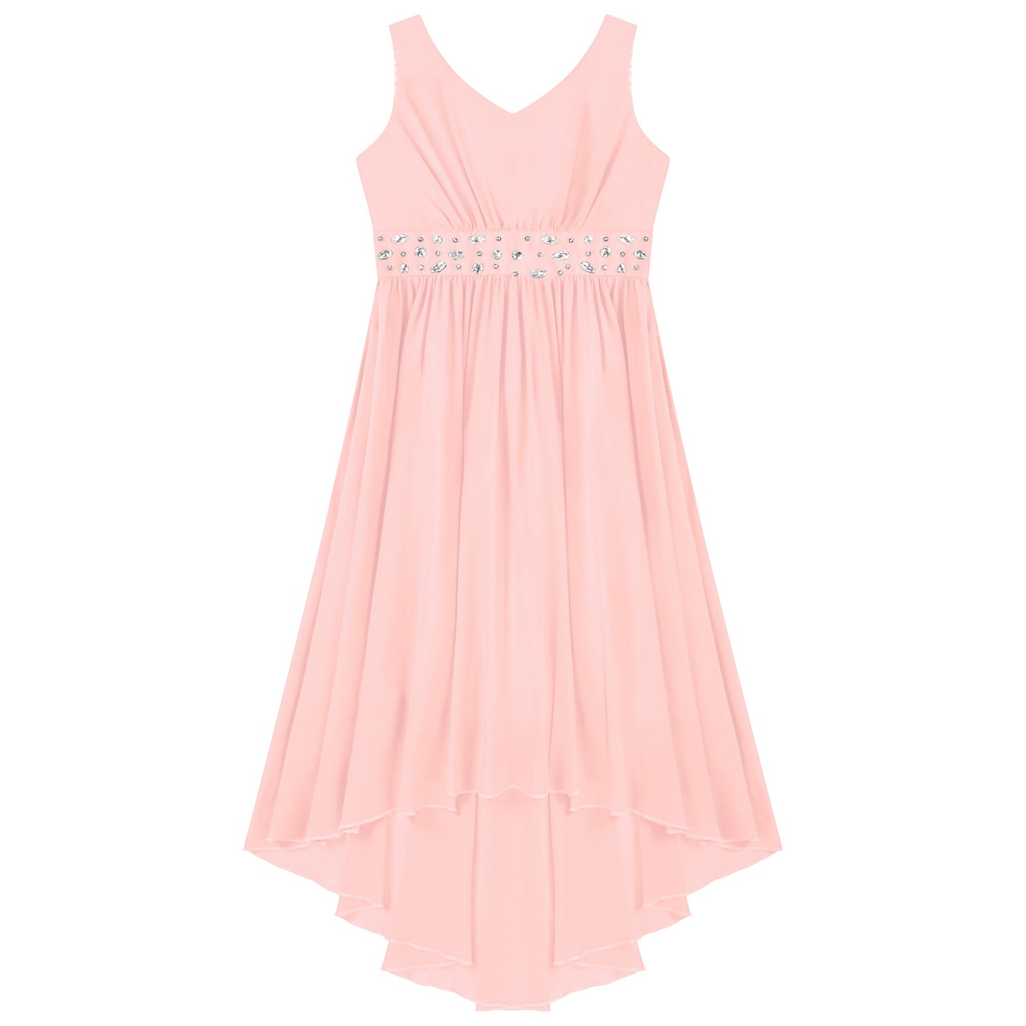 Girls’ Beaded Hi-Low Chiffon Dress – Flower Girl & Party