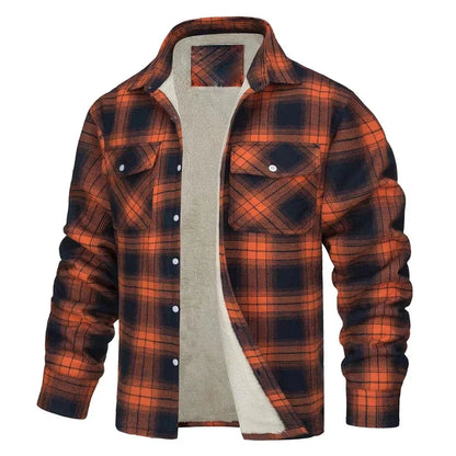 Men’s Fleece-Lined Plaid Jacket – Casual Flannel Work Coat (S–5XL)