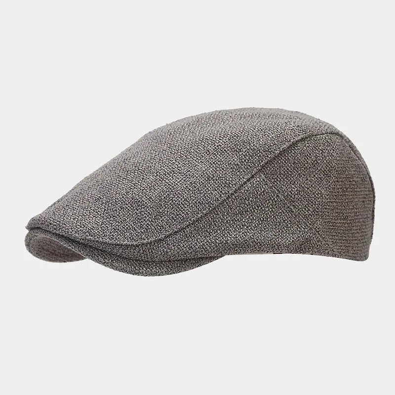 Men’s Adjustable Linen Flat Cap – Textured Casual Style
