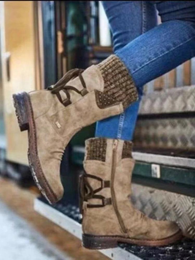 Women’s Winter Mid-Calf Suede Boots | Warm, Stylish & Non-Slip