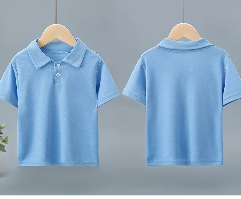 Kids’ Solid Color Short Sleeve Polo Shirt