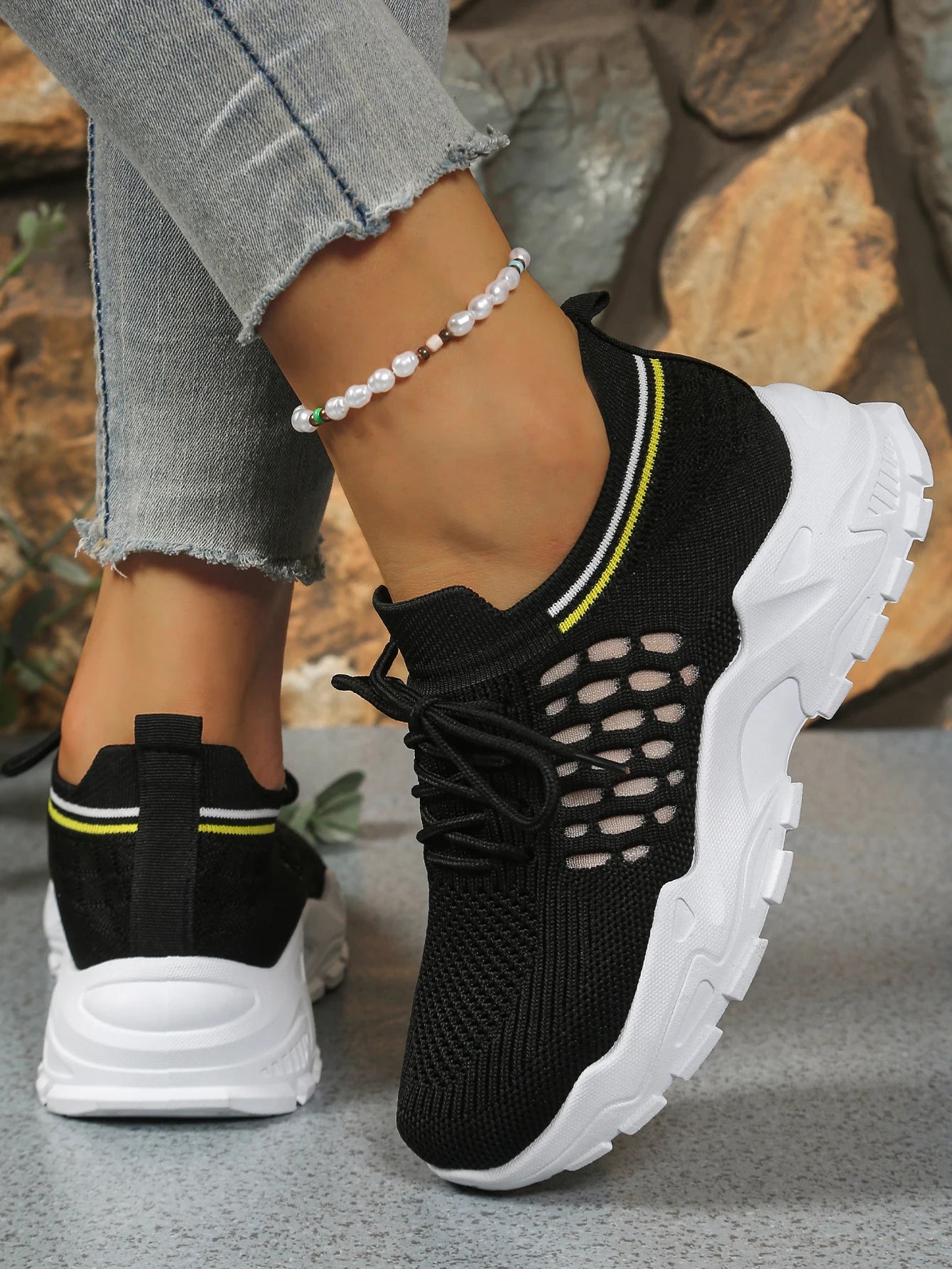 Women's peek-a-boo mesh Leopard print sneakers