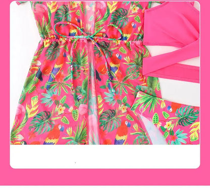 Girls 3-Piece Swimsuit Set — Bikini, Briefs and Cover-Up