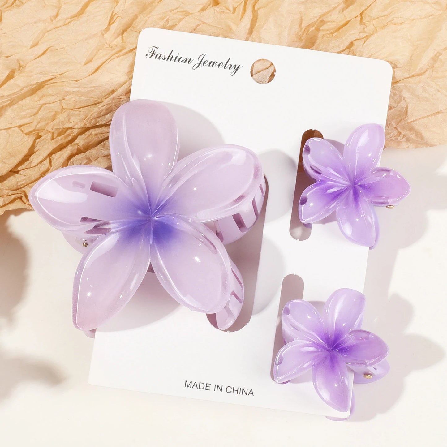 3-Piece Tropical Flower Hair Claw Clip Set