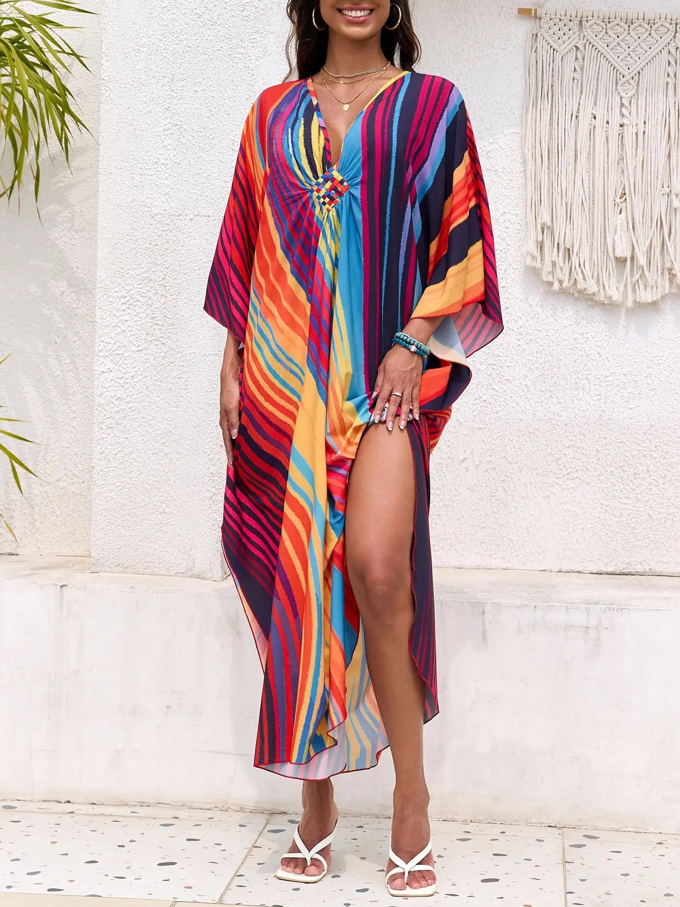Women’s Flowing Caftan Cover-Up – Beach & Poolside Elegance