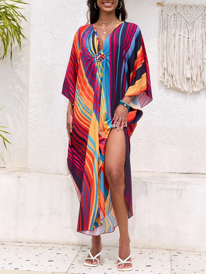 Women’s Flowing Caftan Cover-Up – Beach & Poolside Elegance