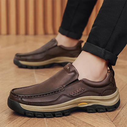 Men’s Hand-Stitched Casual Loafers – Microfiber Upper, Slip-On Comfort