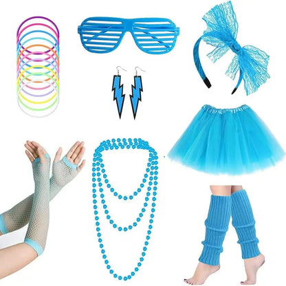 80s Cruise Party Accessory Set – Neon Retro Costume Kit – Black