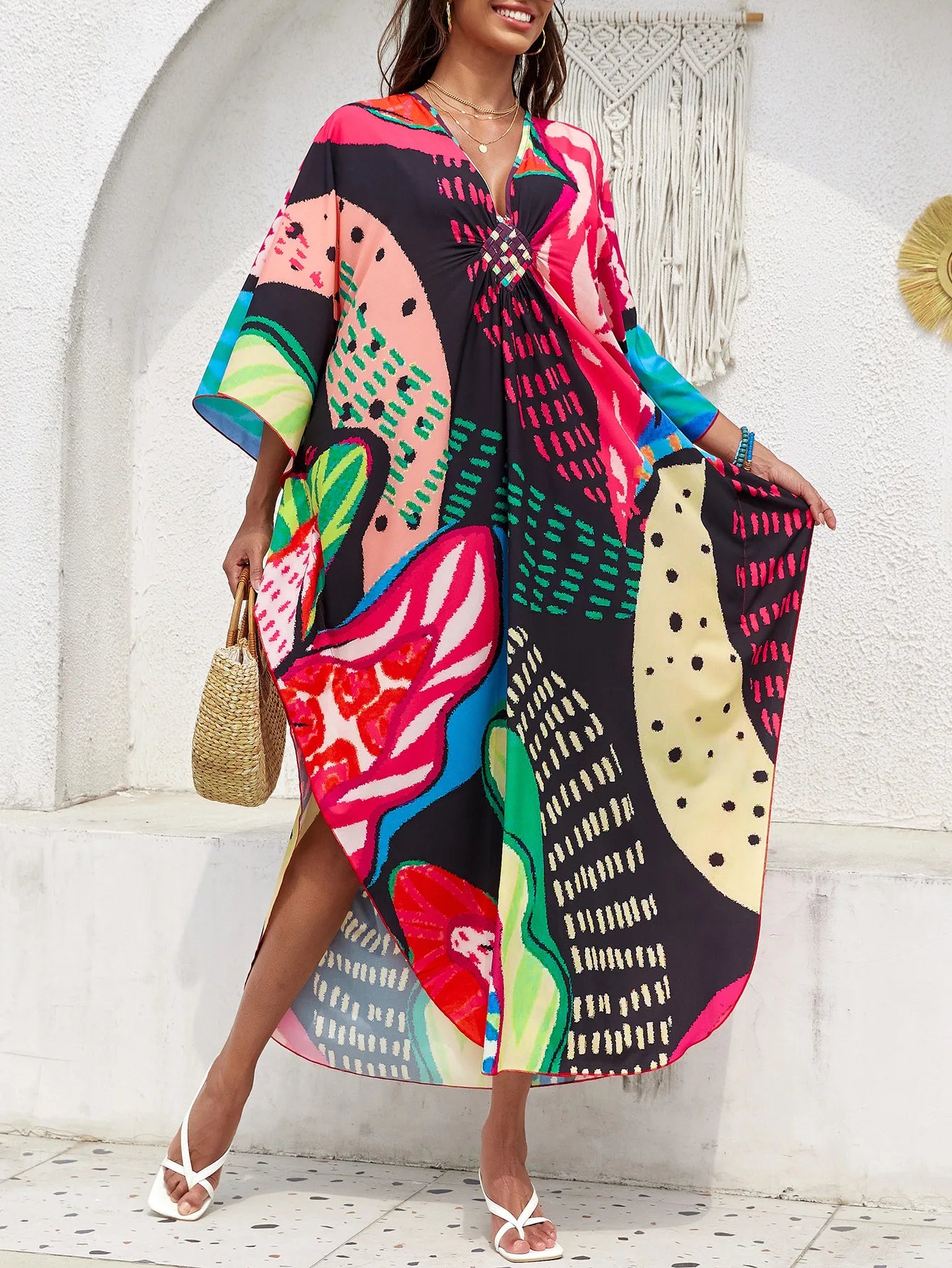 Women’s Flowing Caftan Cover-Up – Beach & Poolside Elegance