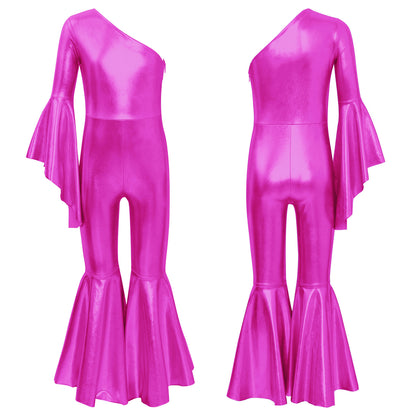 Girls’ Metallic Bell Bottom Jumpsuit – Retro Theme Night Costume