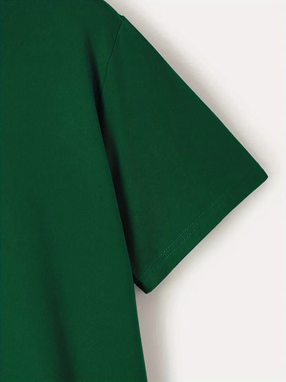 Men’s Cotton Compass Graphic T – Shirt – Lightweight Travel Comfort – Forest Green – M