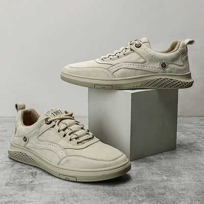 Men’s Genuine Leather Casual Shoes – Breathable Lace-Up
