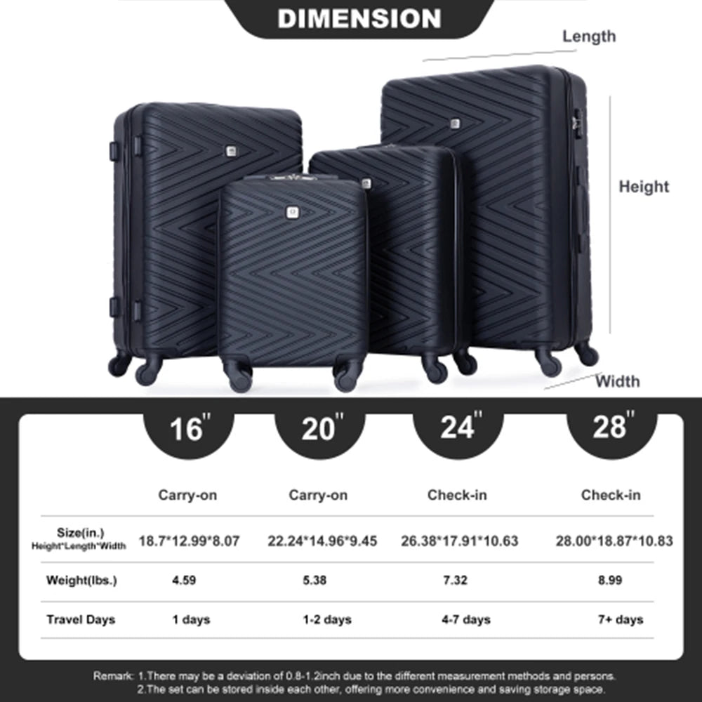 4-Piece Hardshell Spinner Luggage Set with TSA Locks