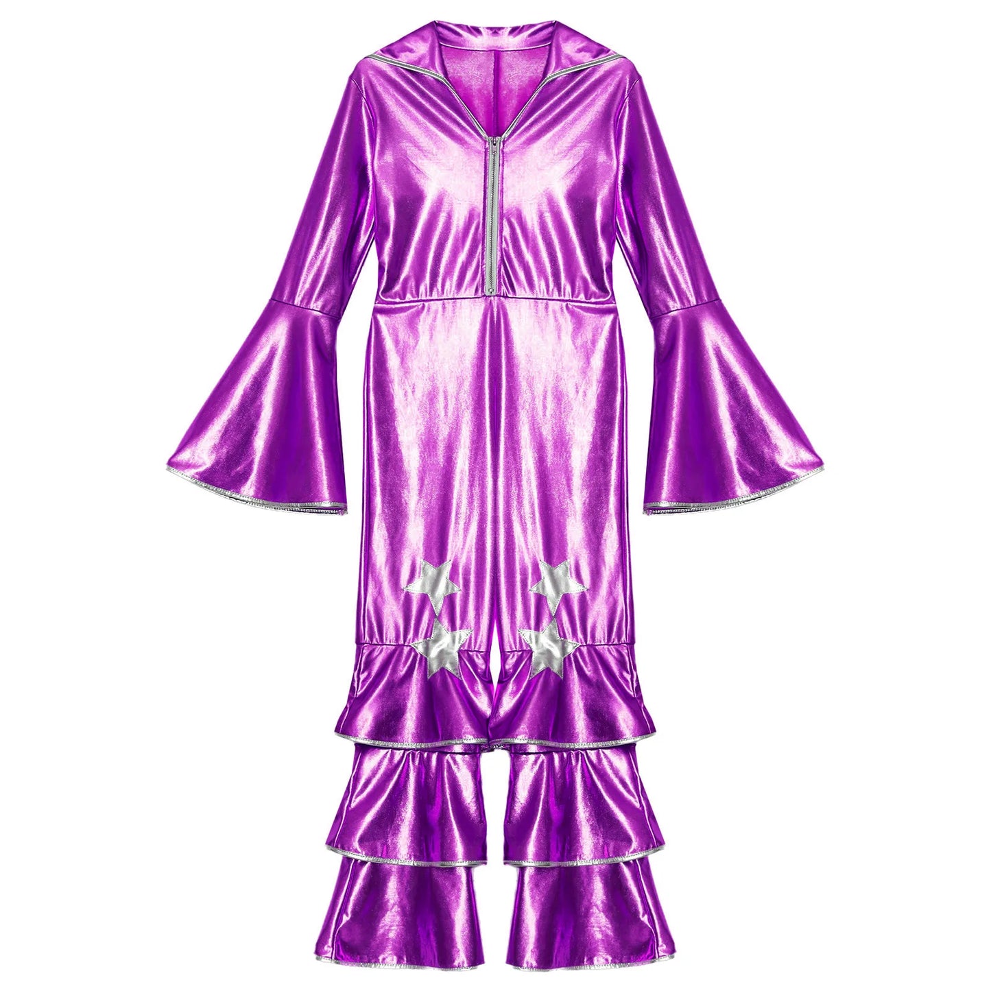 Girls’ Metallic Bell Bottom Jumpsuit – Retro Theme Night Costume