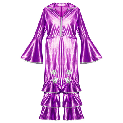 Girls’ Metallic Bell Bottom Jumpsuit – Retro Theme Night Costume