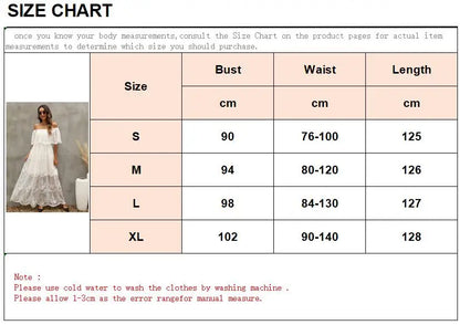 Women’s Embroidered Lace Maxi Dress – Elegant White Boho Beach Style