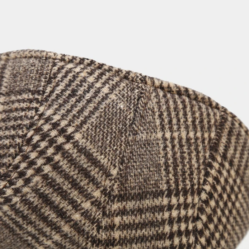 Men’s Plaid Newsboy Cap – Warm, Casual, One Size