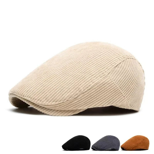 Men’s Corduroy Flat Cap – Classic Retro Newsboy Style