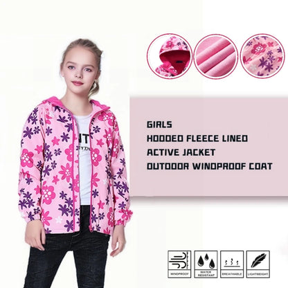 Girls' Polar Fleece Hooded Winter Jacket