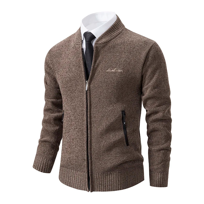 Men’s Stand-Collar Zip Knit Cardigan – Thick, Warm, Everyday Layer