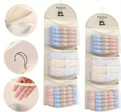 Three-Tier Hanging Mesh Travel Organizer – Space-Saving Storage