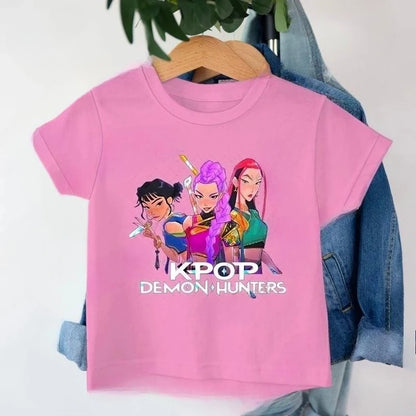 Kids’ Graphic Tee – Cool Girls K-Pop Inspired Short-Sleeve Top