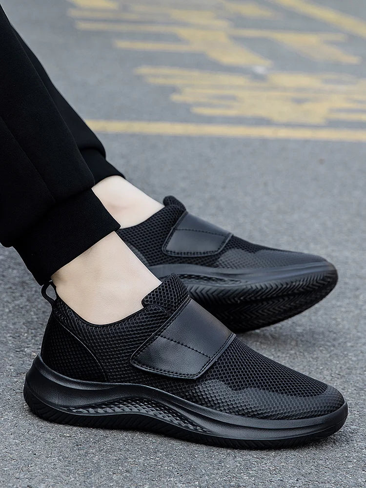 Men’s Wide Fit Walking Shoes – Adjustable Comfort Sneakers – Gray – 46