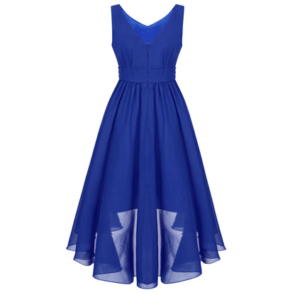 Girls’ Beaded Hi-Low Chiffon Dress – Flower Girl & Party