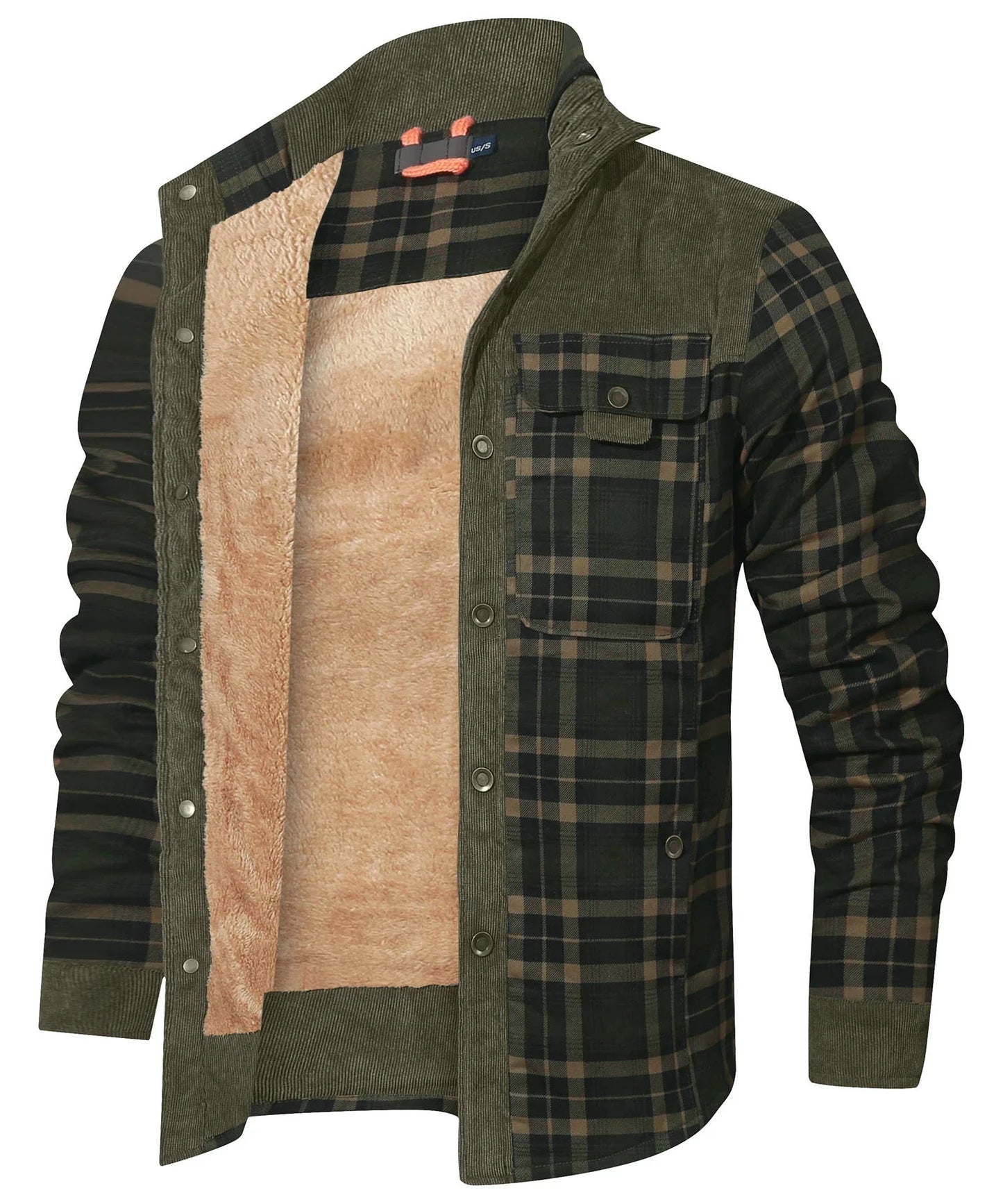 Men's Jackets Winter Windproof Warm Casual Bomber Coat Plaid Sherpa Lined Flannel Outdoor Classic Jacket Men US Size