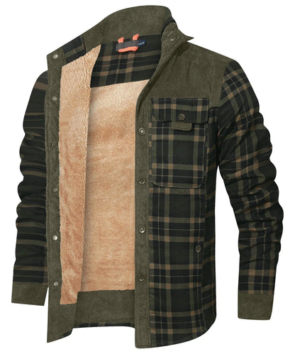 Men's Jackets Winter Windproof Warm Casual Bomber Coat Plaid Sherpa Lined Flannel Outdoor Classic Jacket Men US Size