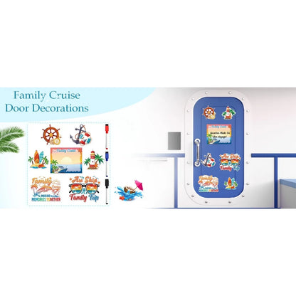 7-Piece Family Cruise Cabin Door Magnet Set with Dry-Erase Board