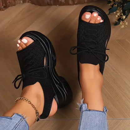 Women’s Platform Wedge Sandals – Lace-Up Casual Summer Shoes