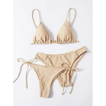 Women's 3-Piece Triangle Bikini Set – Tie Side Swimwear