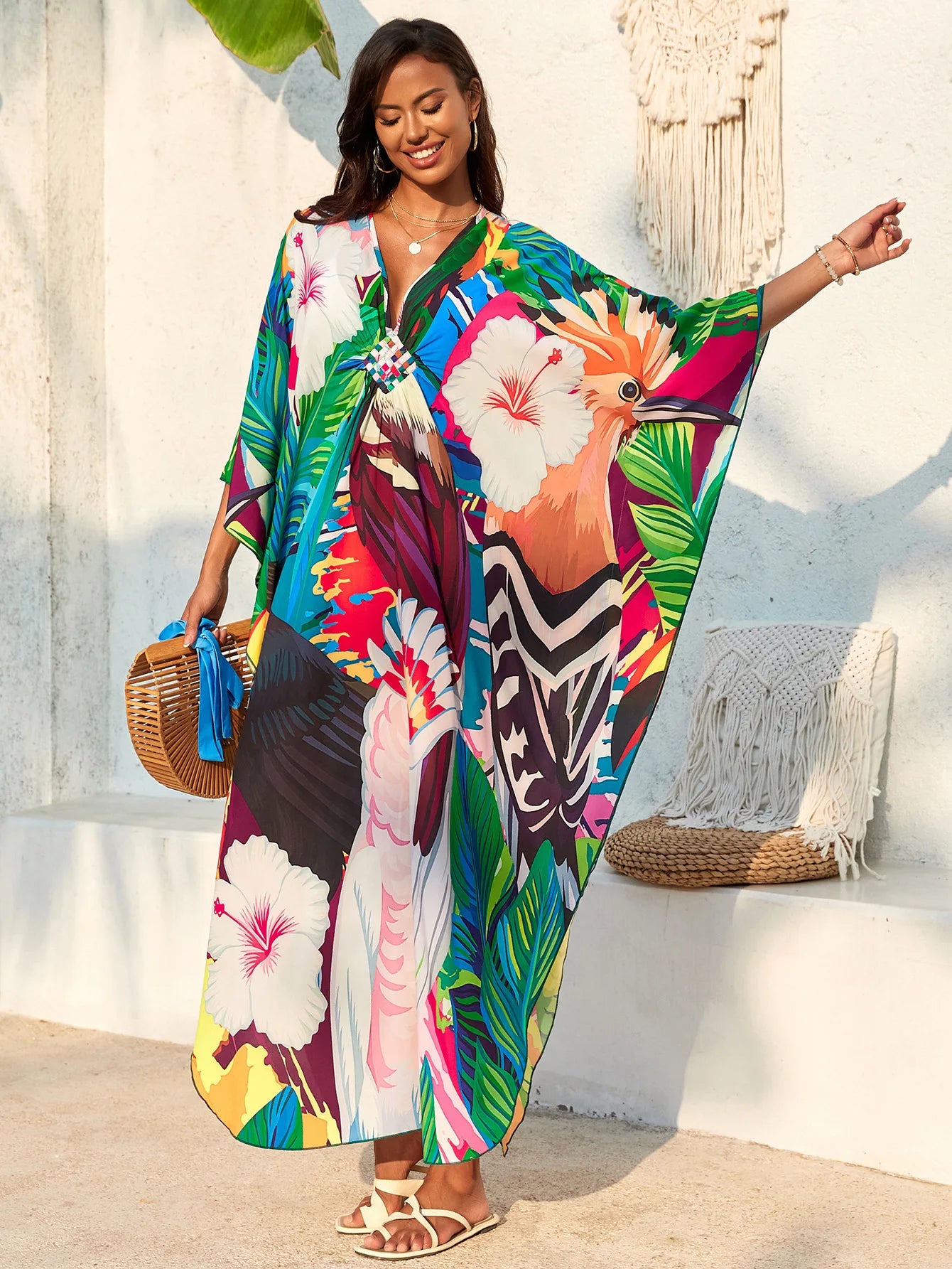 Women’s Flowing Caftan Cover-Up – Beach & Poolside Elegance