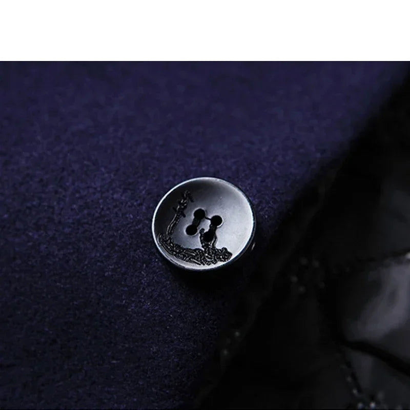 Men’s Wool-Blend Winter Overcoat – Stand Collar, Slim Long Coat