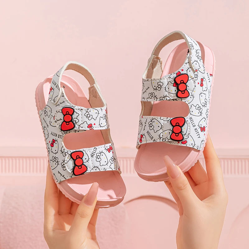 Girls Sanrio HelloKitty Sandals Kids Girls Spring Summer Little Kids Princess  Bow Fashion Teenage Shoes