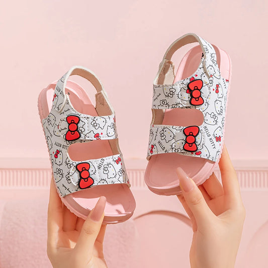 Girls Sanrio HelloKitty Sandals Kids Girls Spring Summer Little Kids Princess  Bow Fashion Teenage Shoes