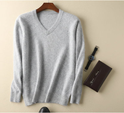 Men’s V-Neck Knit Pullover – Soft Touch, Smart Casual