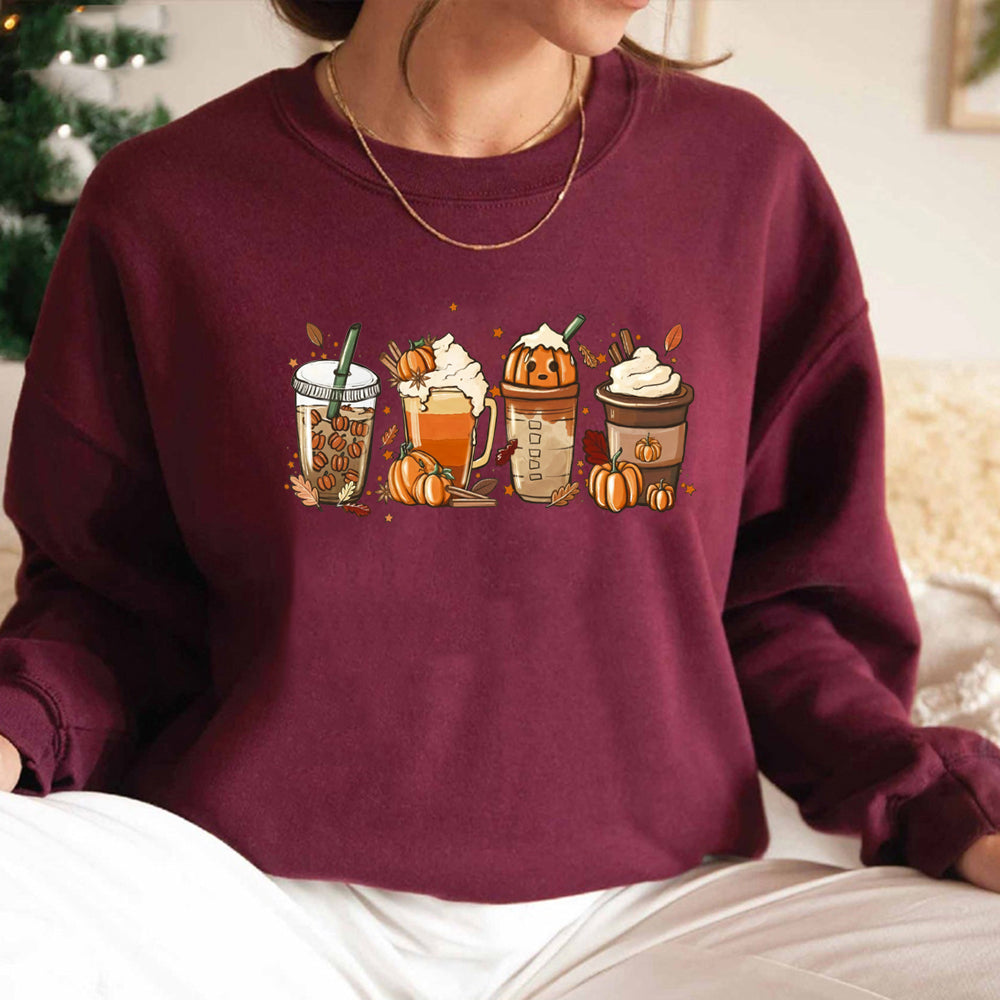 Women’s Fall Coffee Graphic Sweatshirt – Yellow – Xxxl