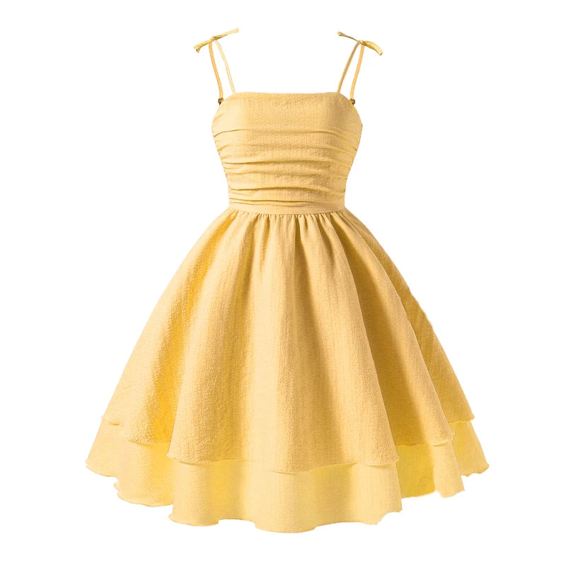 Girls’ Tiered Sling Dress – Sleeveless, Stretch Waist (8Y–12Y)
