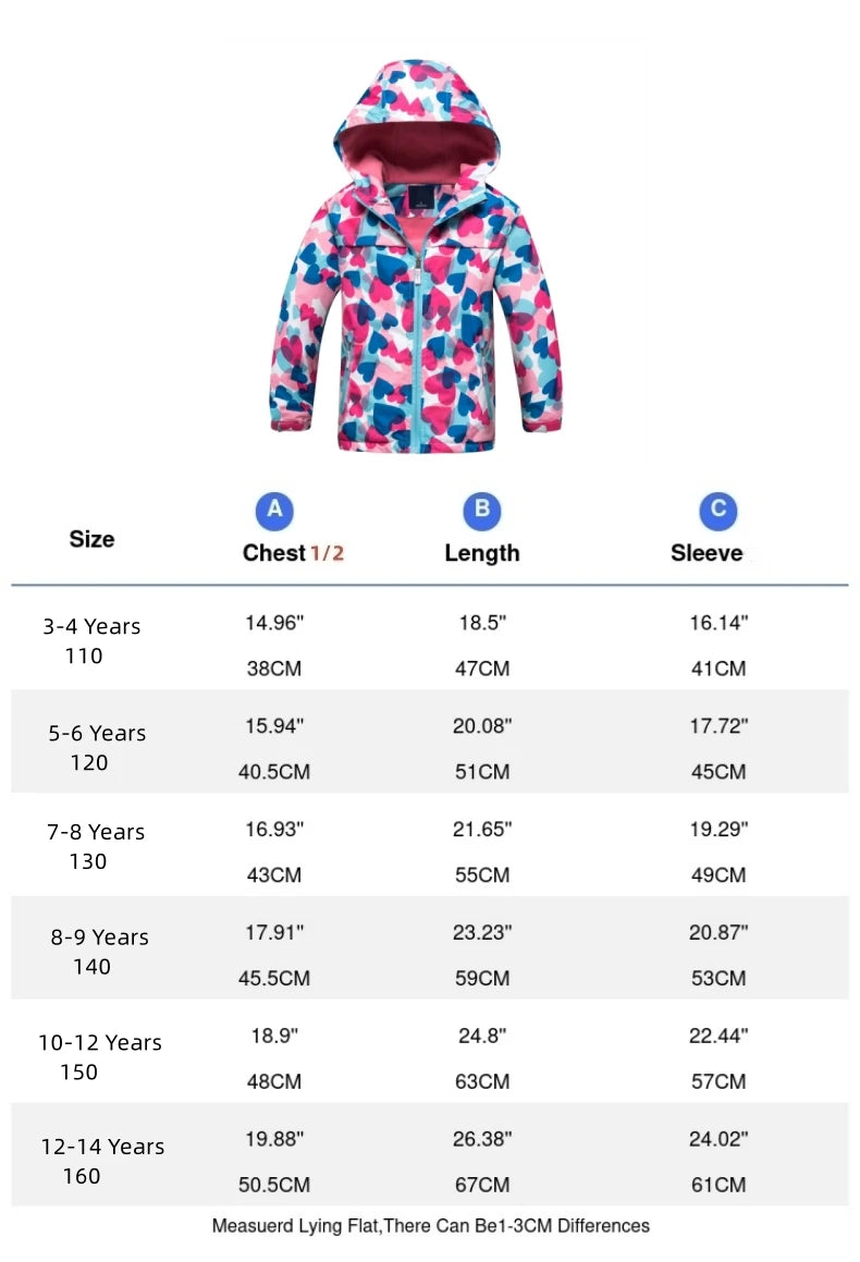 Girls' Polar Fleece Hooded Winter Jacket