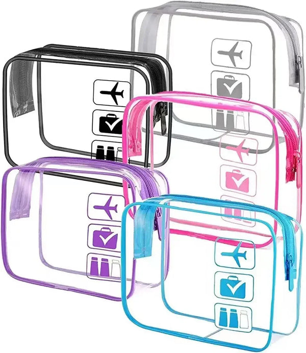 Clear PVC travel toiletry bag for cruises and carry-on organization