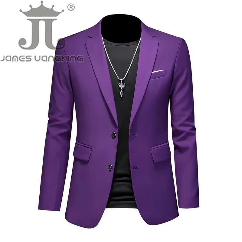 Men’s & Teens Solid Color Single-Button Blazer – Formal & Semi-Formal