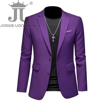 Men’s & Teens Solid Color Single-Button Blazer – Formal & Semi-Formal