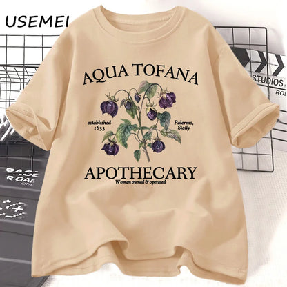 Women’s Apothecary Botanical Graphic Tee – Vintage Inspired Cotton Shirt