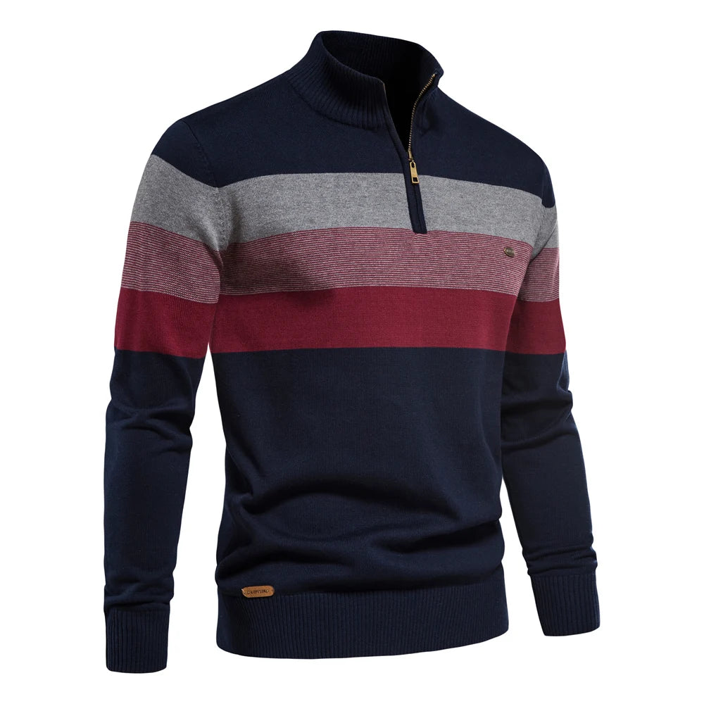Men’s Quarter-Zip Mock Neck Knit Pullover – Long Sleeve