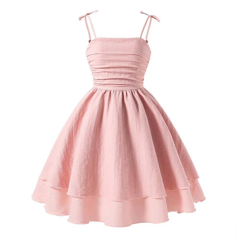 Girls’ Tiered Sling Dress – Sleeveless, Stretch Waist (8Y–12Y)